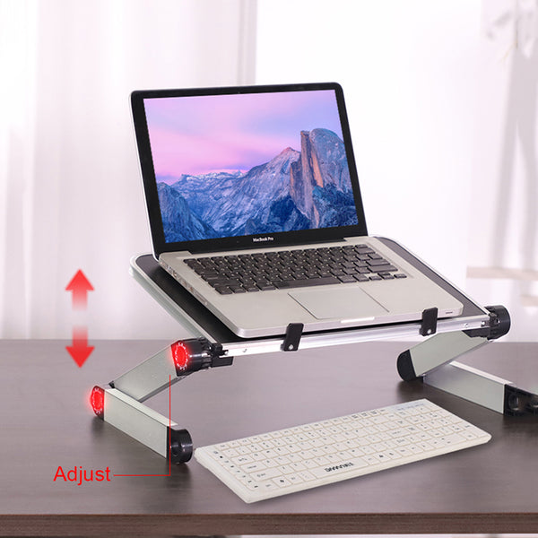 Foldable Laptop Stand โ Adjustable Height & Angle for Bed, Sofa & Desk