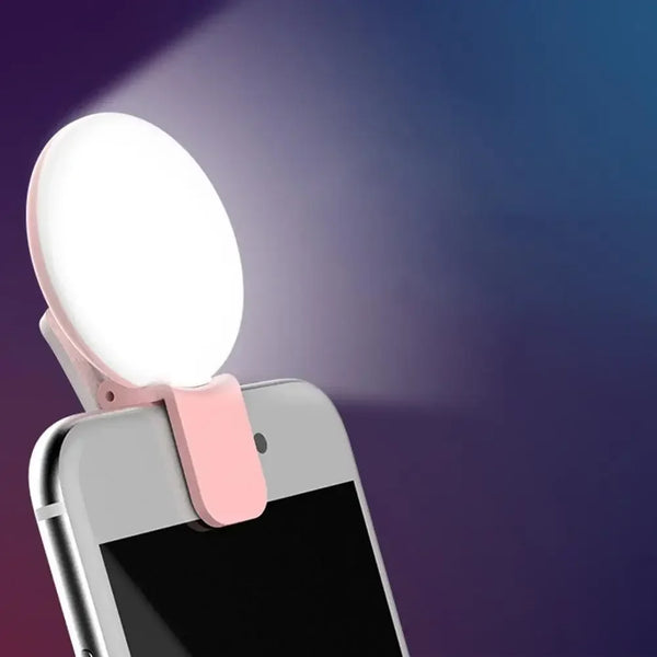 Mini LED Selfie Ring Light Portable Clip-On Fill Light with 3-Level Dimming for All Mobile Phones
