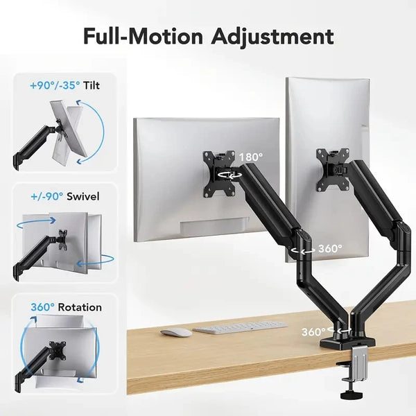 Dual Monitor Arm Stand — Full Motion Desk Mount