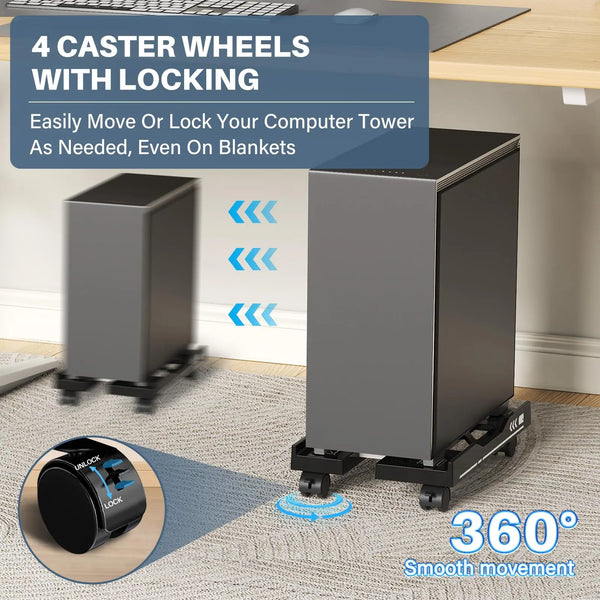 Adjustable Rolling CPU Stand — Mobile PC Tower Holder