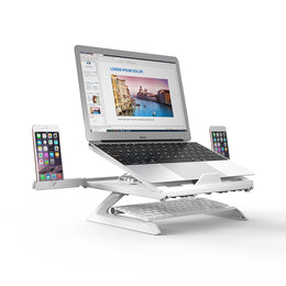 Aluminum Laptop Stand — Adjustable Height & Angle for Desk Setup