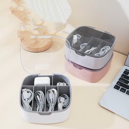 Cable Storage Box – Dustproof Desk Organizer for Chargers, Cables & Tech Accessories