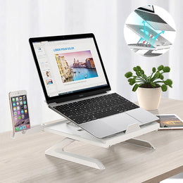 Aluminum Laptop Stand — Adjustable Height & Angle for Desk Setup