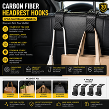 Carbon Fiber Headrest Hooks — 4PCS Car Bag Hangers