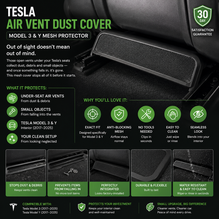 Tesla Air Vent Dust Cover — Model 3 & Y Mesh Protector