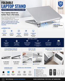 Foldable Laptop Stand — Invisible Adjustable Cooling Riser