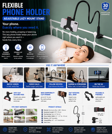 Flexible Phone Holder — Adjustable Lazy Mount Stand