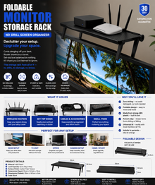 Foldable Monitor Storage Rack — No-Drill Screen Organizer