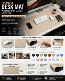 Premium Desk Mat — Waterproof PU Leather Mouse Pad