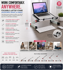 Foldable Laptop Stand — Adjustable Height & Angle for Bed, Sofa & Desk