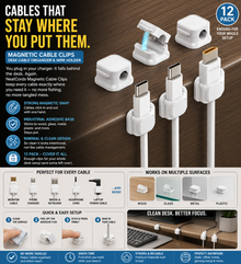 Magnetic Cable Clips – Desk Cable Organizer & Wire Holder | 12 Pack