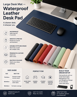 Large Desk Mat — Waterproof Leather Desk Pad