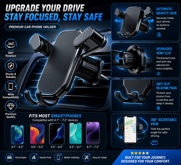 One-Click Car Phone Mount — Universal Air Vent Holder