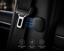 Magnetic Seat Belt Clips — PU Leather Holders (2 Pack)