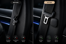 Magnetic Seat Belt Clips — PU Leather Holders (2 Pack)