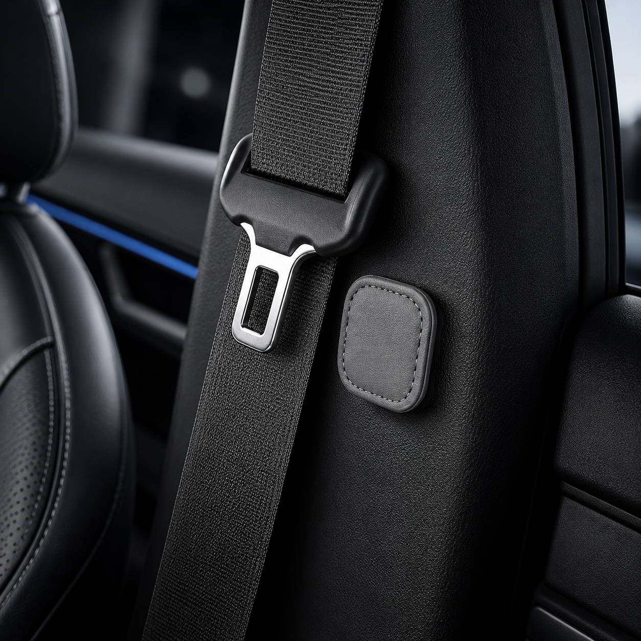 Magnetic Seat Belt Clips — PU Leather Holders (2 Pack)