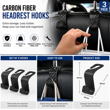 Carbon Fiber Headrest Hooks — 4PCS Car Bag Hangers