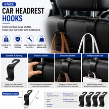 Carbon Fiber Headrest Hooks — 4PCS Car Bag Hangers