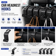 Carbon Fiber Headrest Hooks — 4PCS Car Bag Hangers