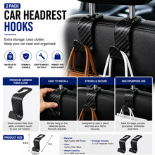 Carbon Fiber Headrest Hooks — 4PCS Car Bag Hangers