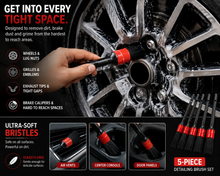 5-Piece Car Detailing Brush Set – Interior, Dashboard, Air Vents, Wheels & Trim Cleaning