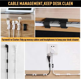 Clear Cable Clips – Self-Adhesive Wire Organizer for Desk, Car & Home | 5 / 20 / 40 / 60 Pack