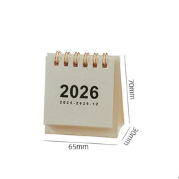 Mini Desk Calendar 2026 - Spiral Bound Desktop Calendar for Home Office & Study