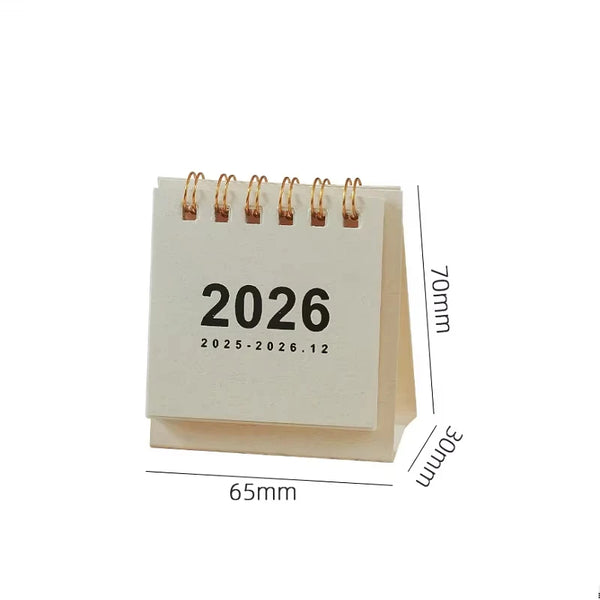 Mini Desk Calendar 2026 - Spiral Bound Desktop Calendar for Home Office & Study