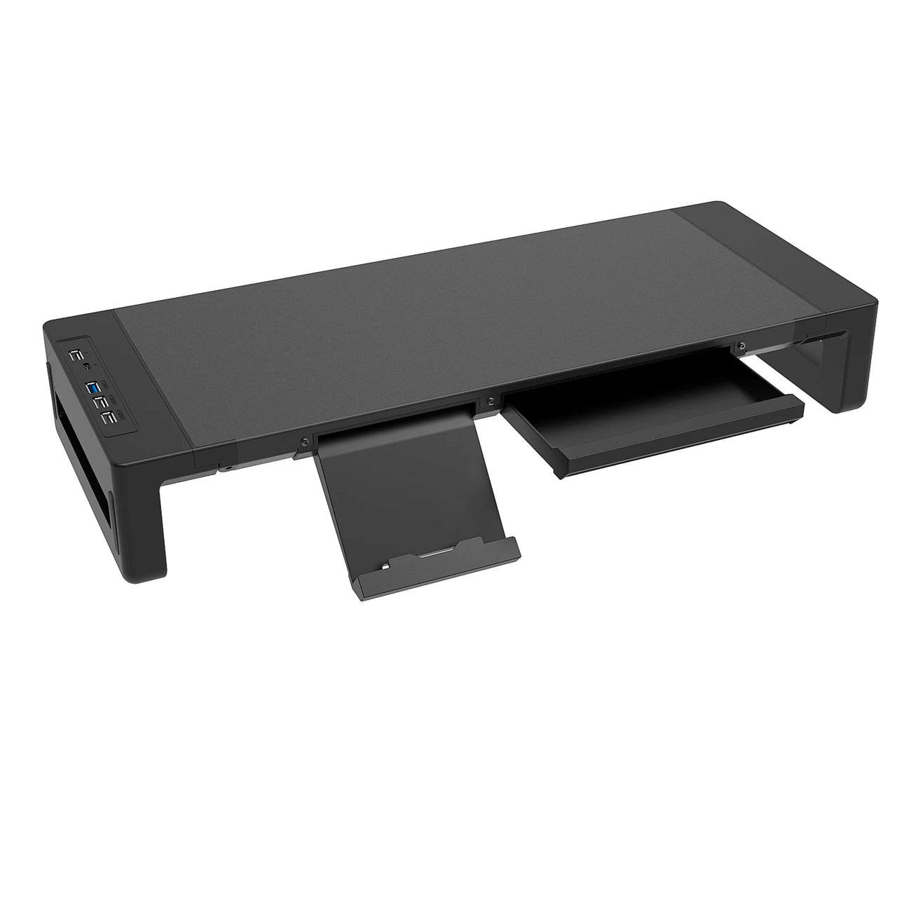 Foldable Monitor Stand Riser — Adjustable Desk Shelf with Drawer