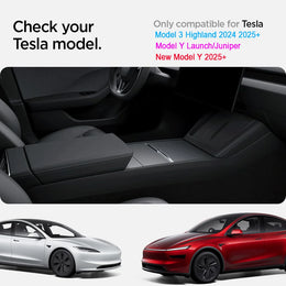 Tesla Model Y & Model 3 Center Console Organizer – Armrest Storage Box & Cup Holder for Highland & Juniper 2024–2025