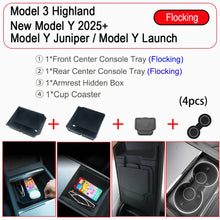 Tesla Model Y & Model 3 Center Console Organizer – Armrest Storage Box & Cup Holder for Highland & Juniper 2024–2025