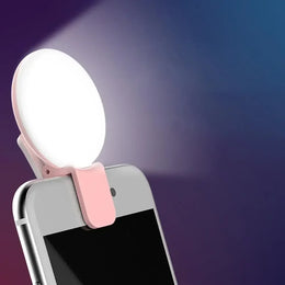 Mini LED Selfie Ring Light Portable Clip-On Fill Light with 3-Level Dimming for All Mobile Phones