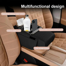 PU Leather Armrest Cushion — Console Pad with Cup Holders