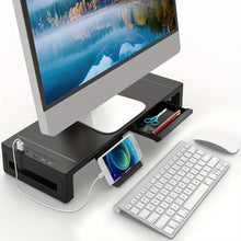 Foldable Monitor Stand Riser — Adjustable Desk Shelf with Drawer
