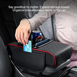 PU Leather Armrest Cushion — Console Pad with Cup Holders