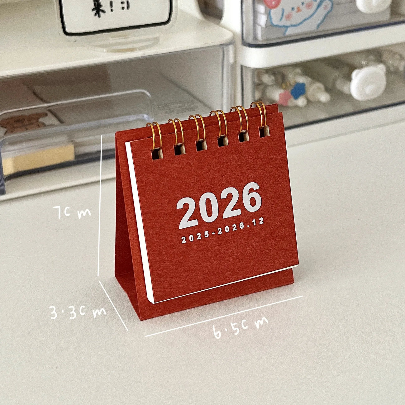 Mini Desk Calendar 2026 - Spiral Bound Desktop Calendar for Home Office & Study
