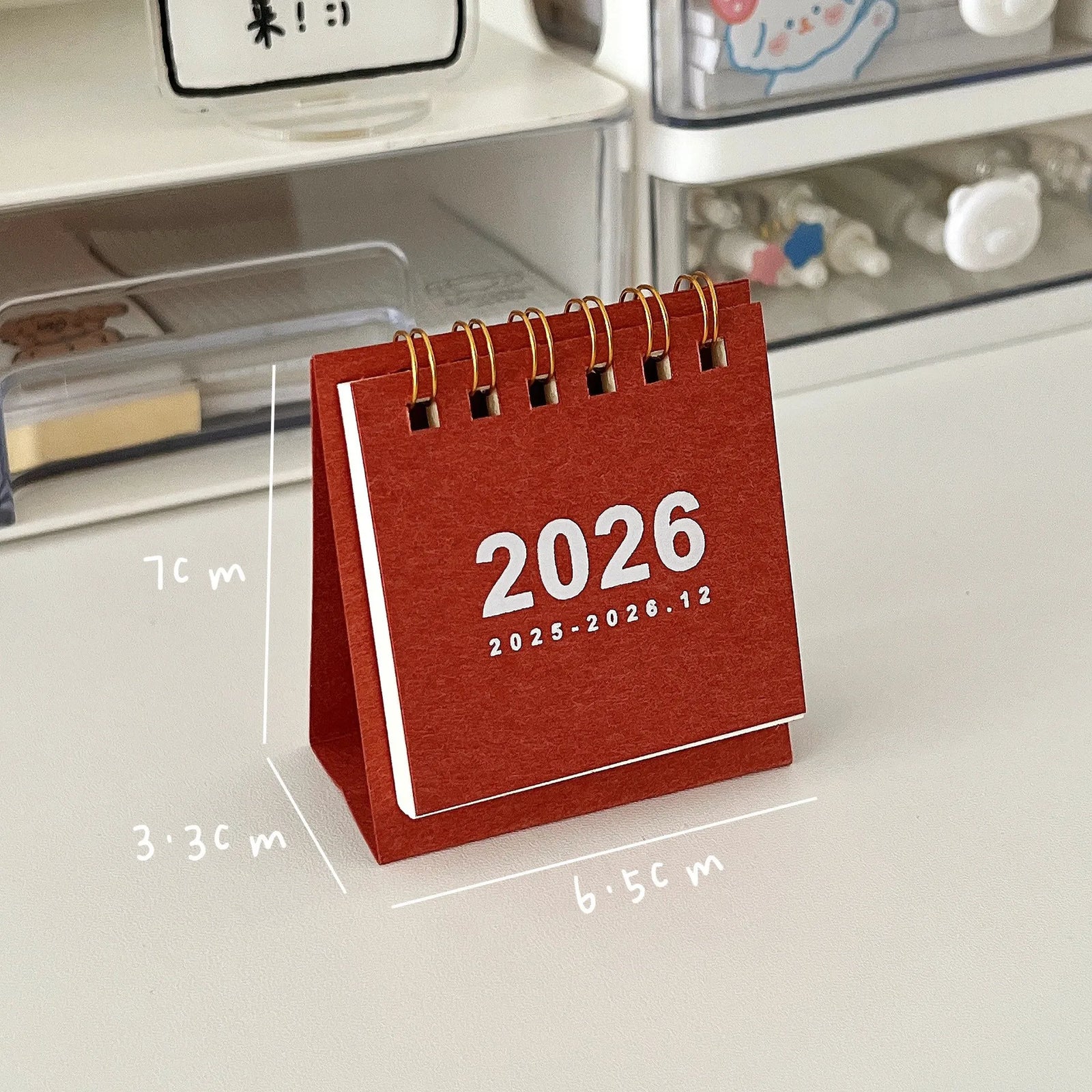 Mini Desk Calendar 2026 - Spiral Bound Desktop Calendar for Home Office & Study