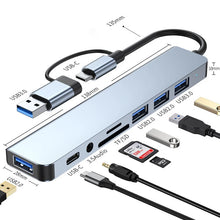 8-in-2 USB-C & USB-A Docking Station — Multi-Port Hub with SD Card Reader, 3.5mm Audio & More