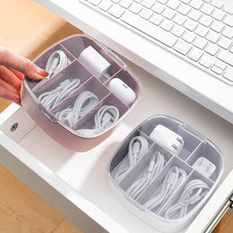 Cable Storage Box – Dustproof Desk Organizer for Chargers, Cables & Tech Accessories