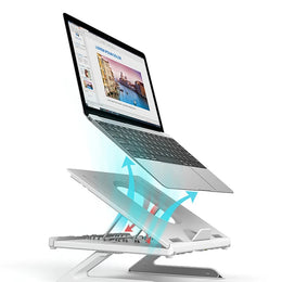 Aluminum Laptop Stand — Adjustable Height & Angle for Desk Setup